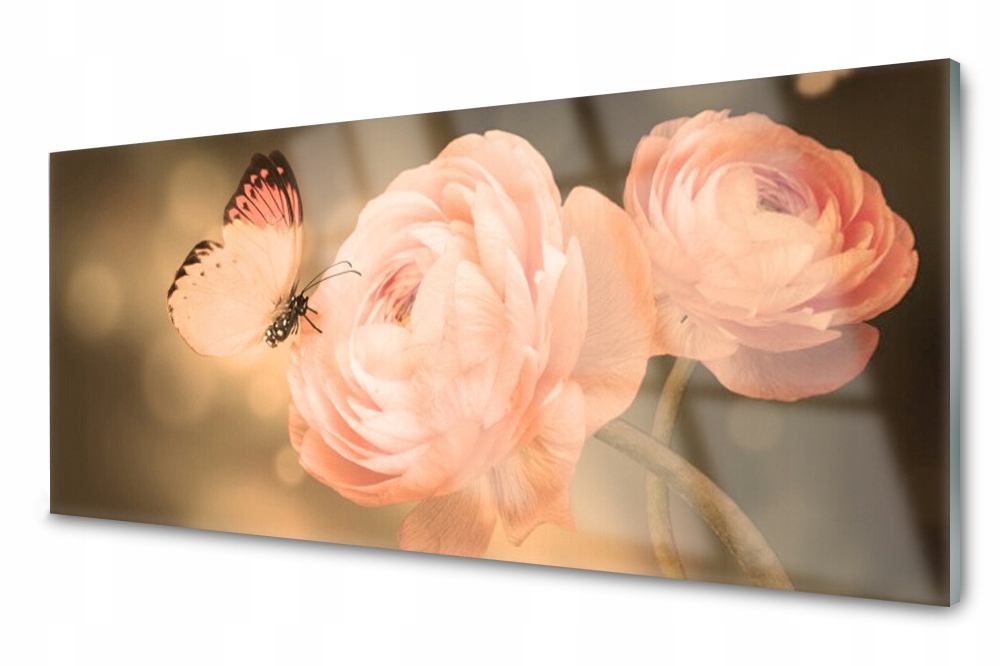 

Panel szklany do kuchni Motyl Róże Przyroda 125x50