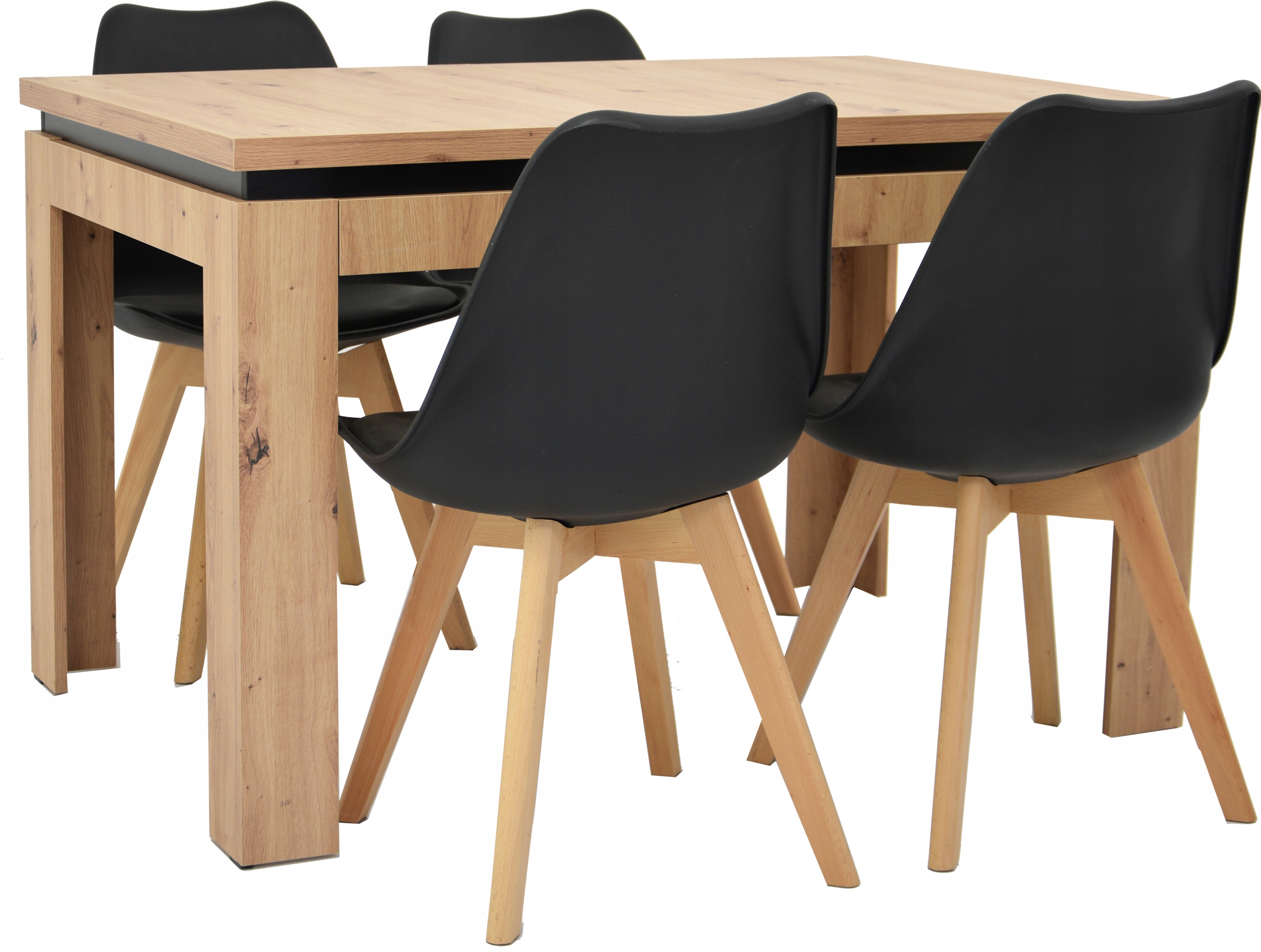 Rozkładany stół ARTISAN i 4 SKANDYNAWSKIE krzesła