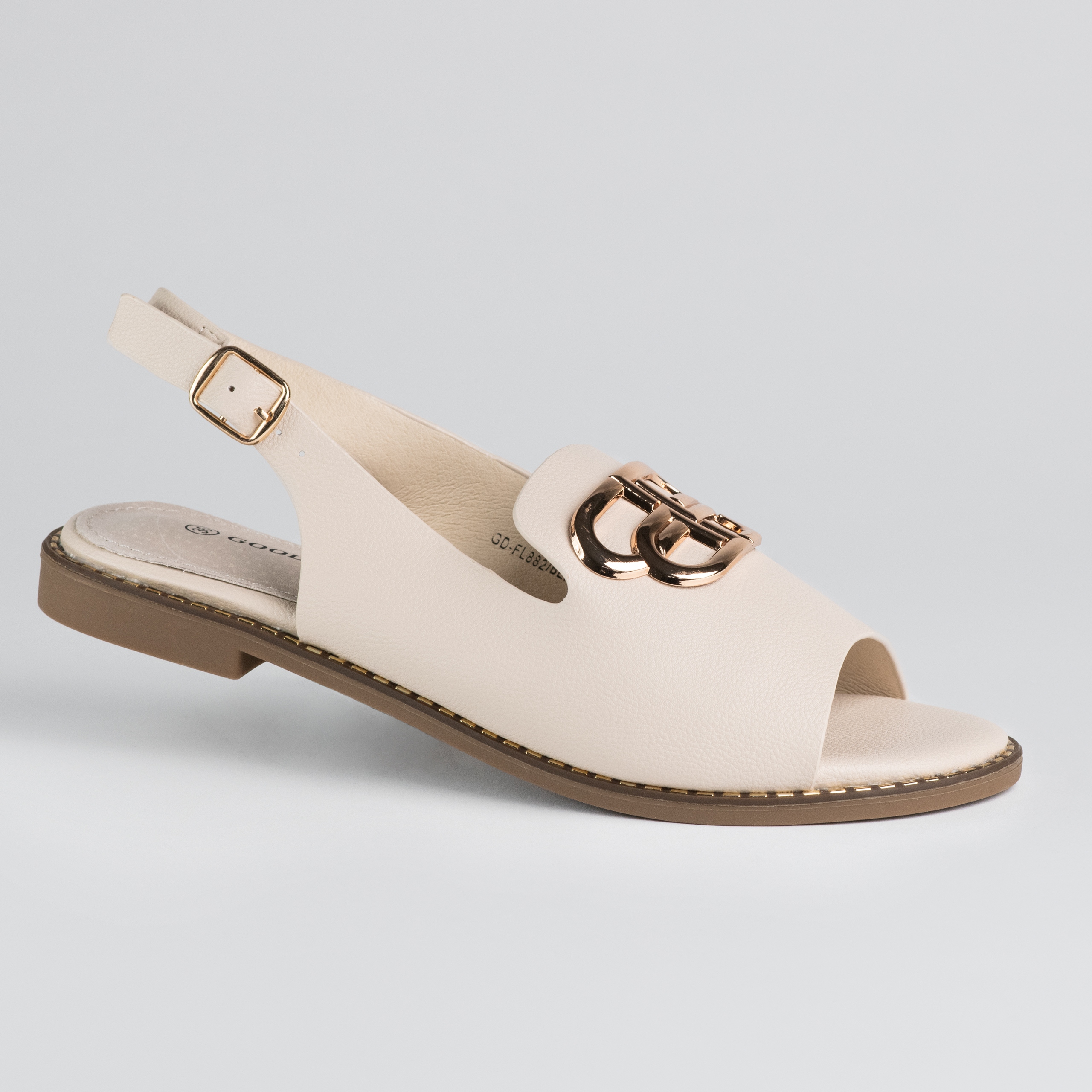 Dámské ploché sandály Goodin GD-FL882 eko kůže béžová, lehké, nazouvací, velikost 38