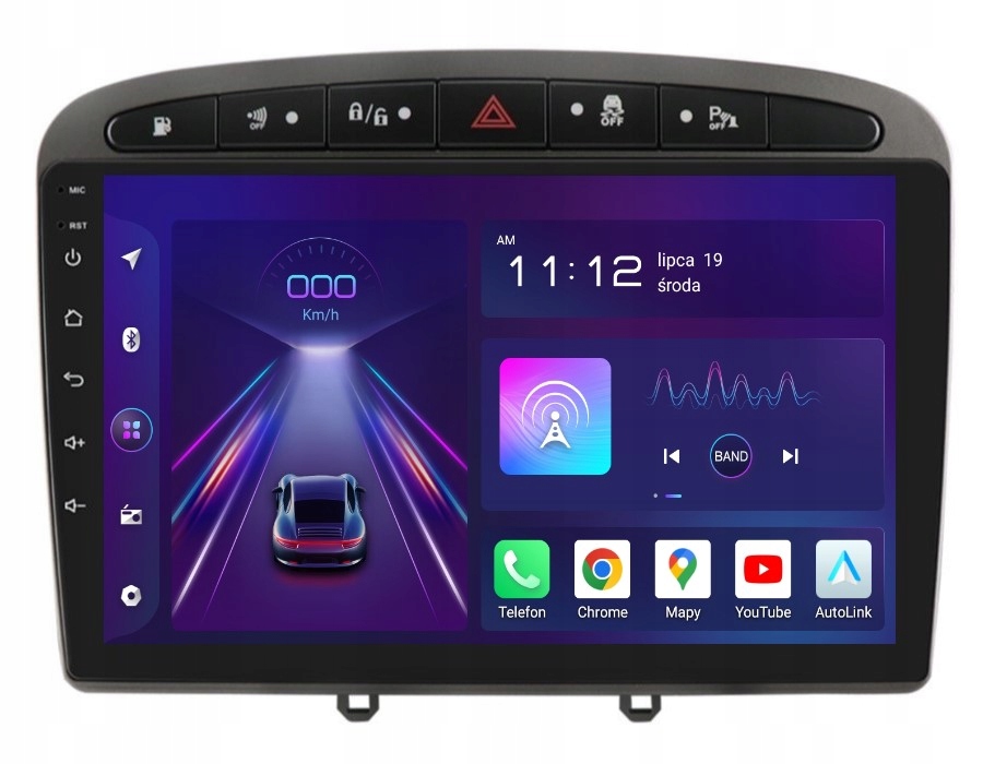 Rádio 2DIN Navigace Android Peugeot 308 8/256 Gb Dsp Carplay Lte Šedá