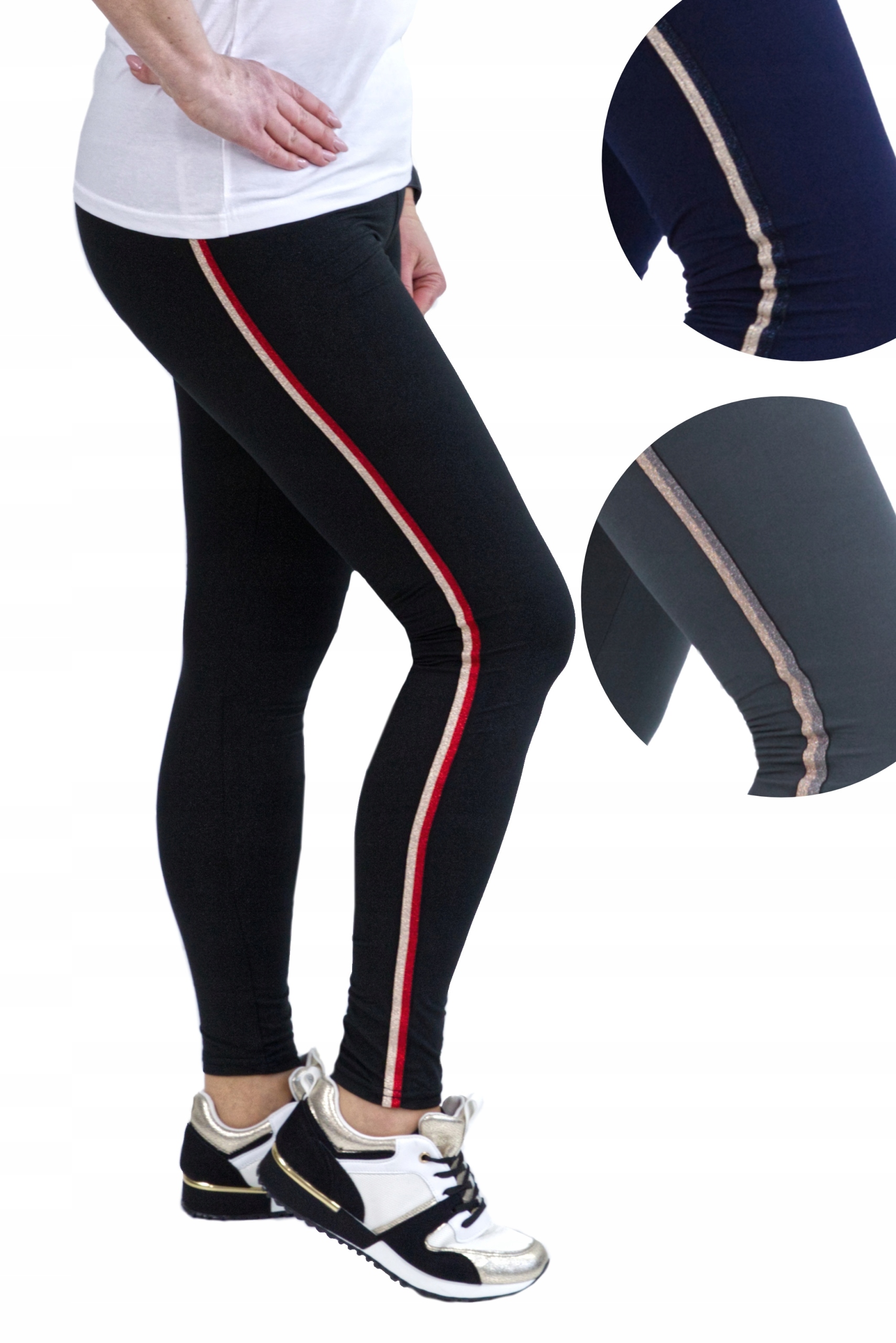 

Legginsy Damskie Z Lampasami Czarne Moraj L/XL