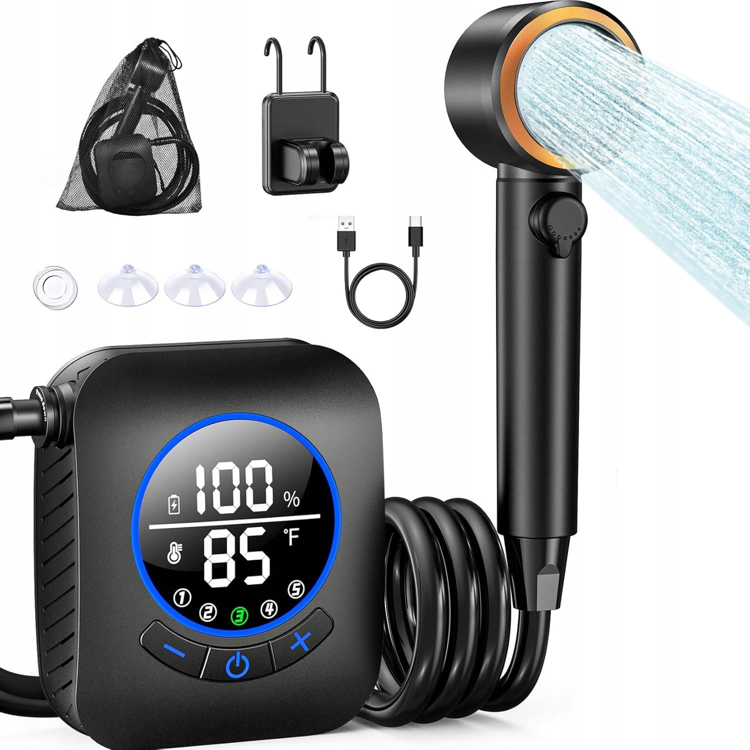 Kempingová sprcha do auta Stříkání Elektrická pumpa Turistický LCD