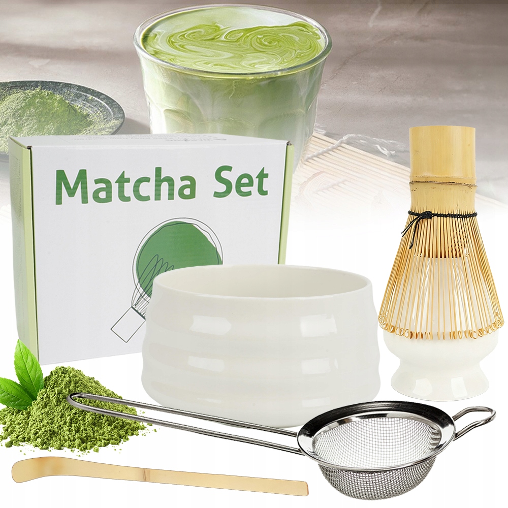 Sada Z Matchy 5V1 Keramická Bambusová Šlehací Metla Chasen Chashaku Dárek