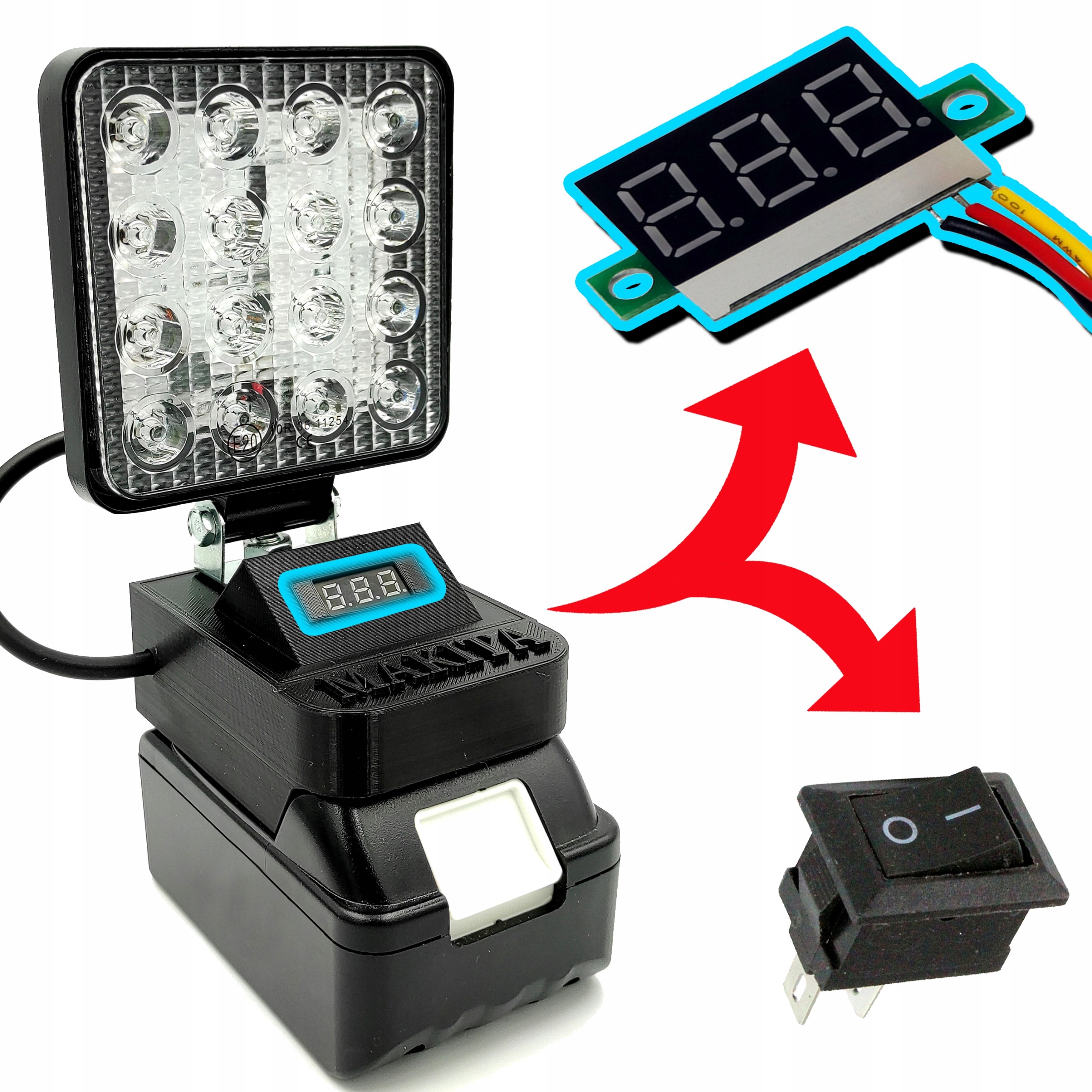 ГАЛОГЕННАЯ РАБОЧАЯ ЛАМПА MAKITA 18V ВОЛЬТМЕТР