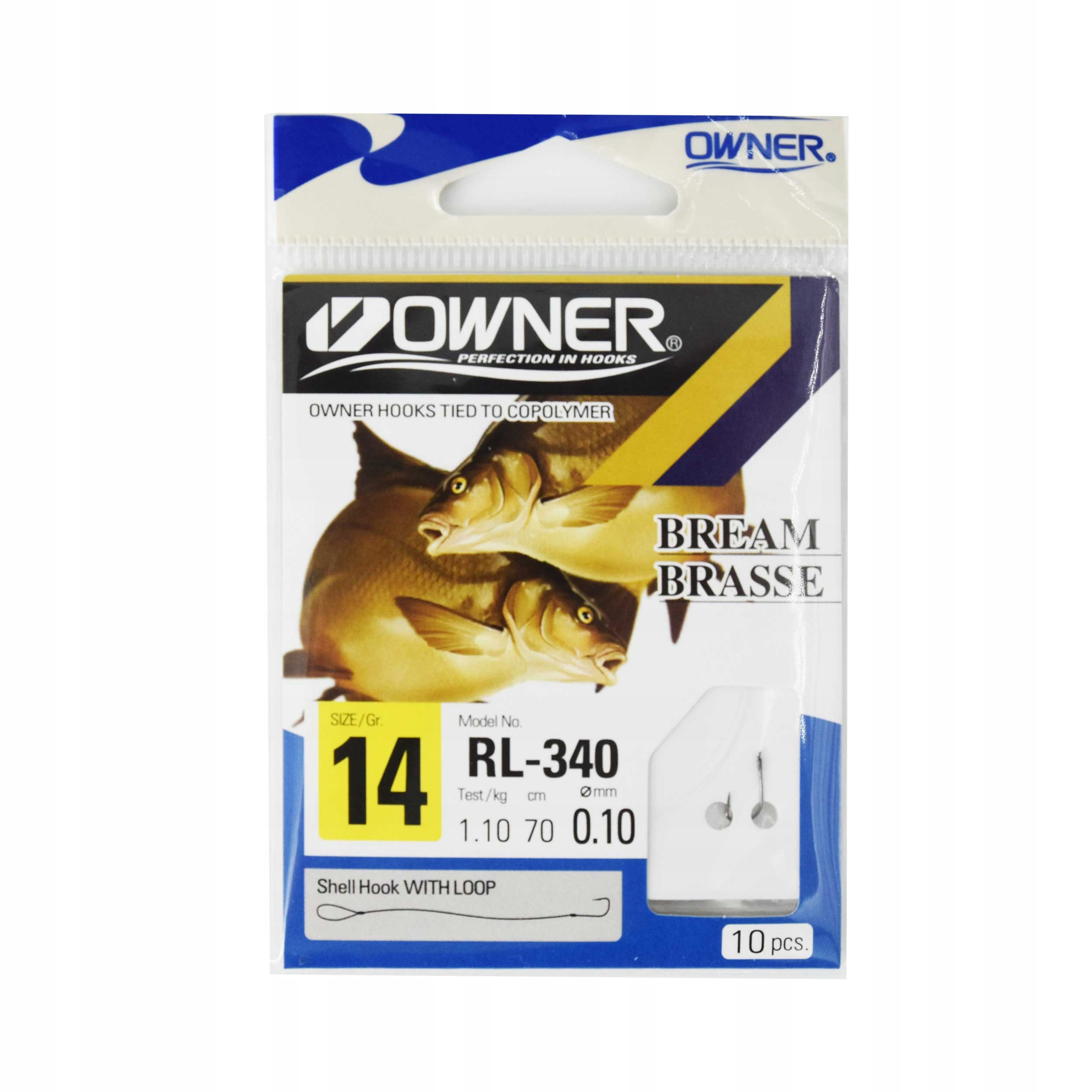 Haczyki z przyponami 1,1kg Owner RL340 rozm #14 c.stalowy 10szt karp leszcz