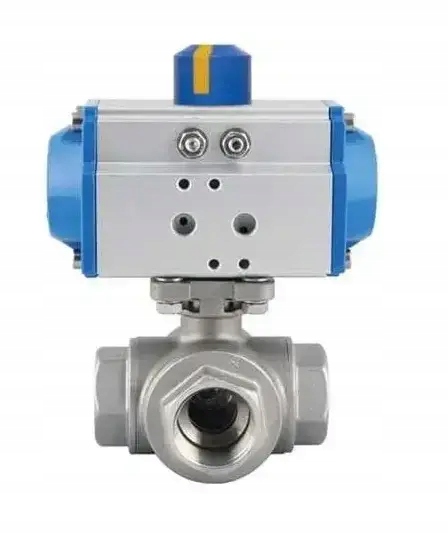 Pneumatický 3/4 trojcestný ventil L obojstranný trojcestný s pohonom