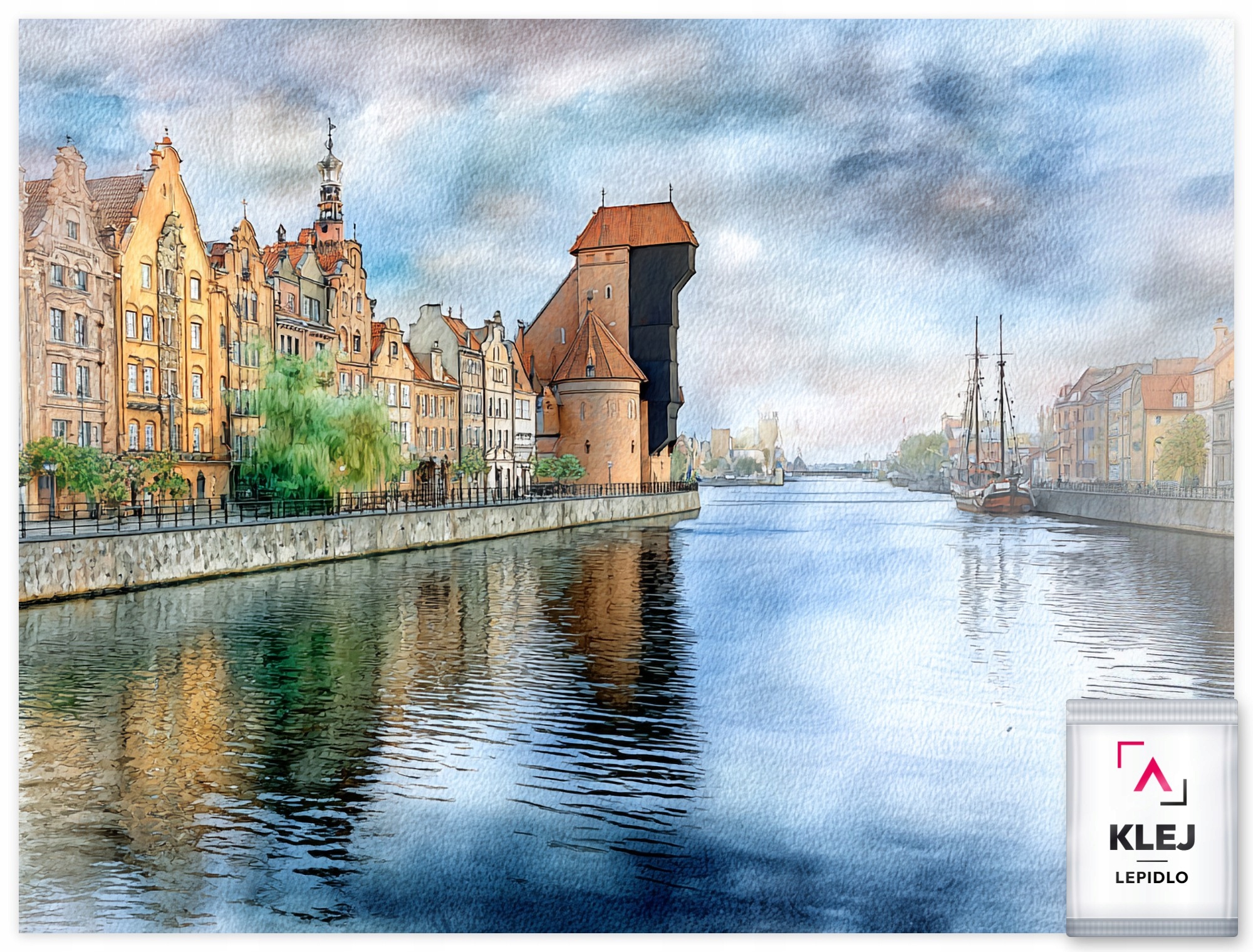 Fototapeta Vliese Město Polsko Gdaňsk Staré Město Jeřáb 416x254 130g