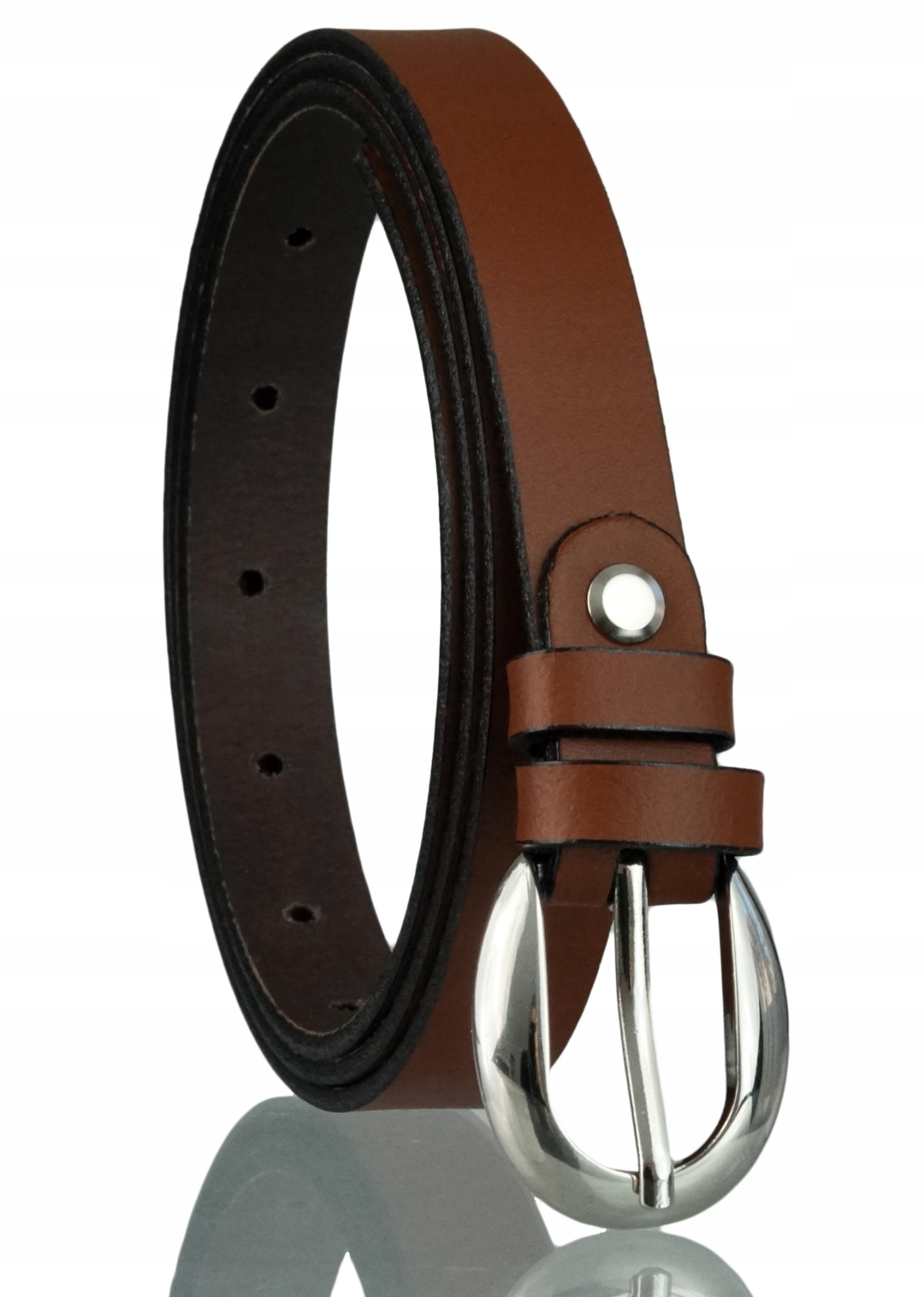 SKÓRZANY DAMSKI PASEK BLAKARDO 2 CM BRĄZOWY 100