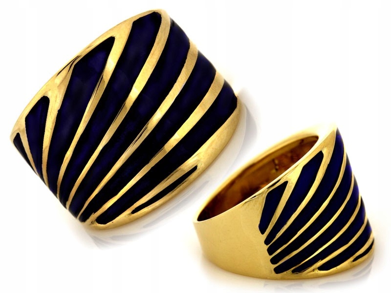 Prstýnek ze žlutého zlata 585, široký prsten s černým smaltem r15 5.27g