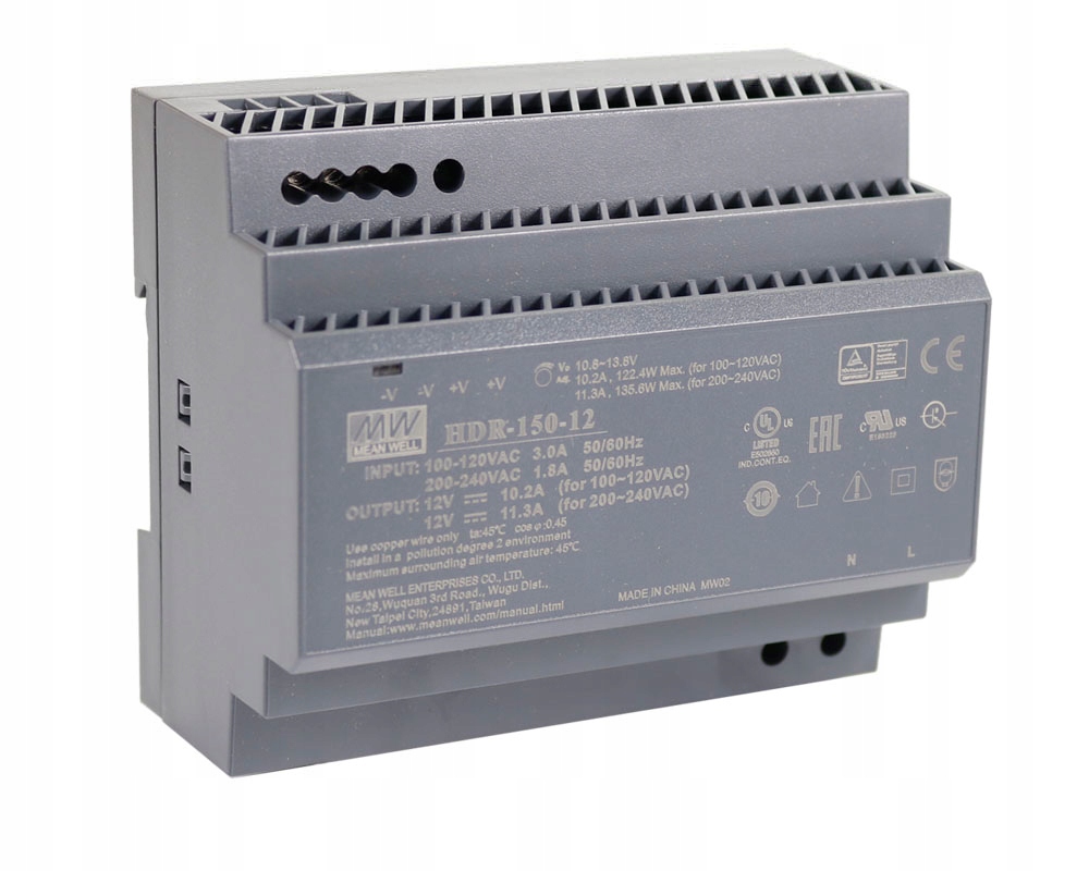 Zasilacz led na szynę Din 135,6W HDR-150-12 11,3A