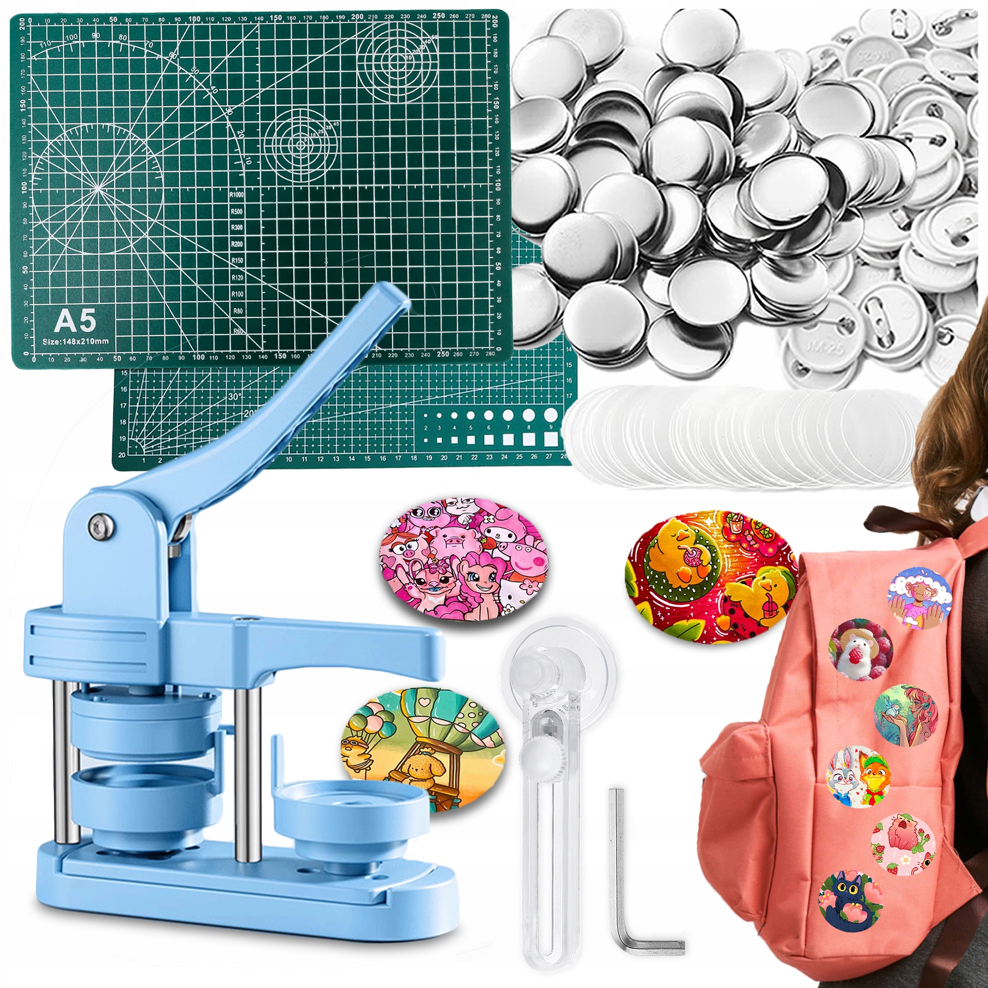 PRASA DO ROBIENIA PRZYPINEK NIEBIESKA MASZYNA 100 PINÓW 58 MM ZESTAW 405 EL