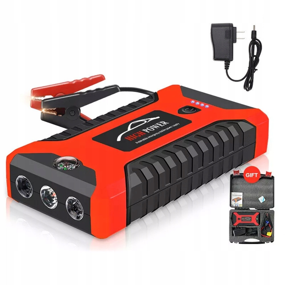 Jump Starter Startování Motoru Powerbank Kompas Kabely 4 X Usb 99800 mAh