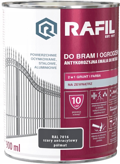 

Farba Rafil Brama Ogrodzenia Półmat RAL7016 0,9L