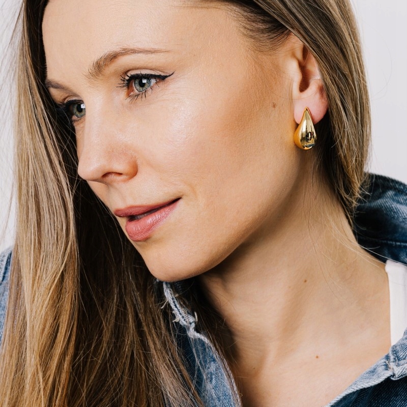 Kolczyki srebrne pozłacane łezka kropla dmuchane duże Domini