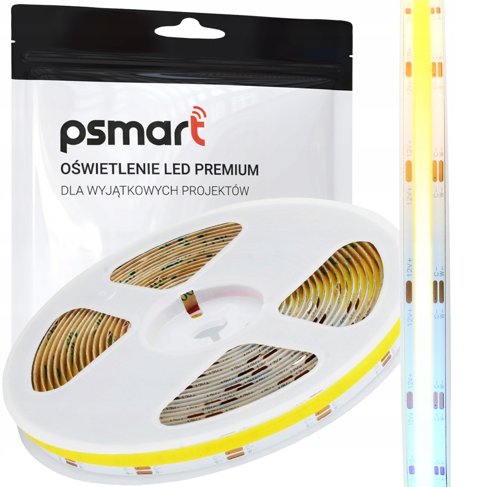Psmart Taśma Pasek Neon Linia Led Cob 12V Cct IP20 10mm 608led/m 5m