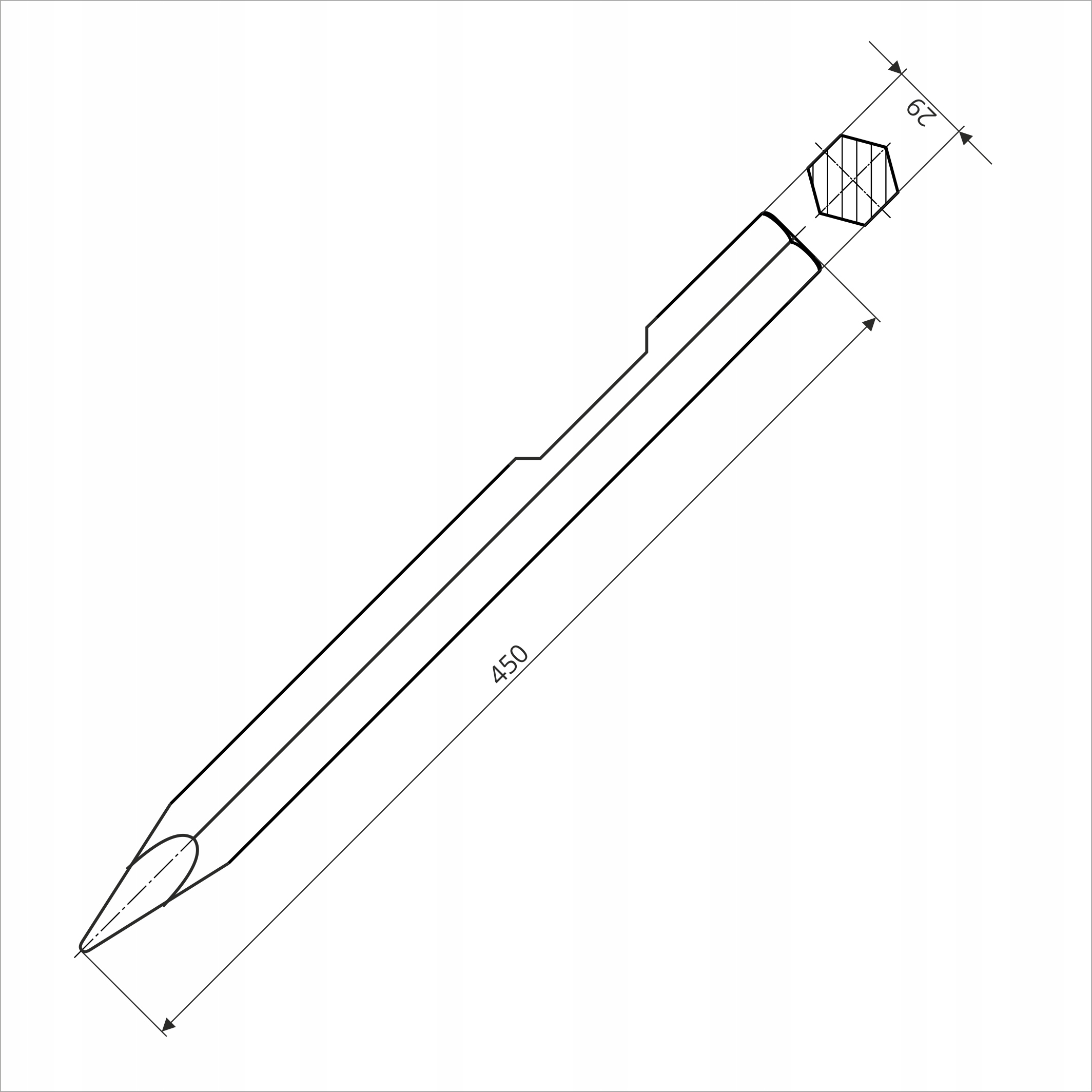 Hrot Hex 29 x 150 mm Špičák 450 mm Dláto Bosch