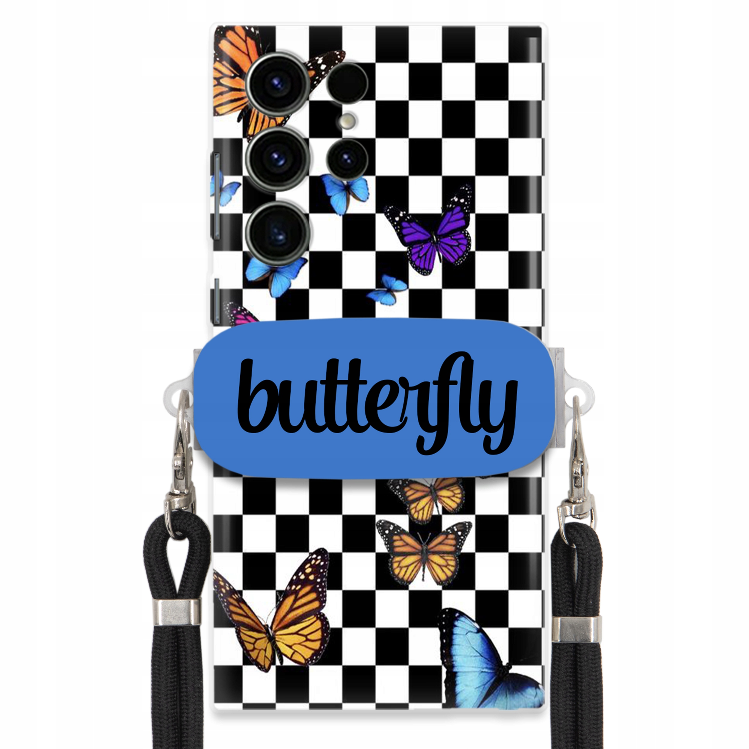 Puzdro Pre Samsung S24 Ultra Case Obdĺžnikový Držiak Vodítko Butterfly Motýle