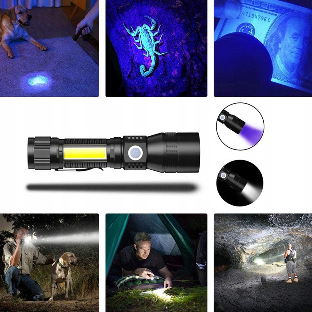LATARKA LED TAKTYCZNA UV ZOOM WODOODPORNA Z MAGNESEM AKUMULATOR USB 2200mAh EAN (GTIN) 0191491779701