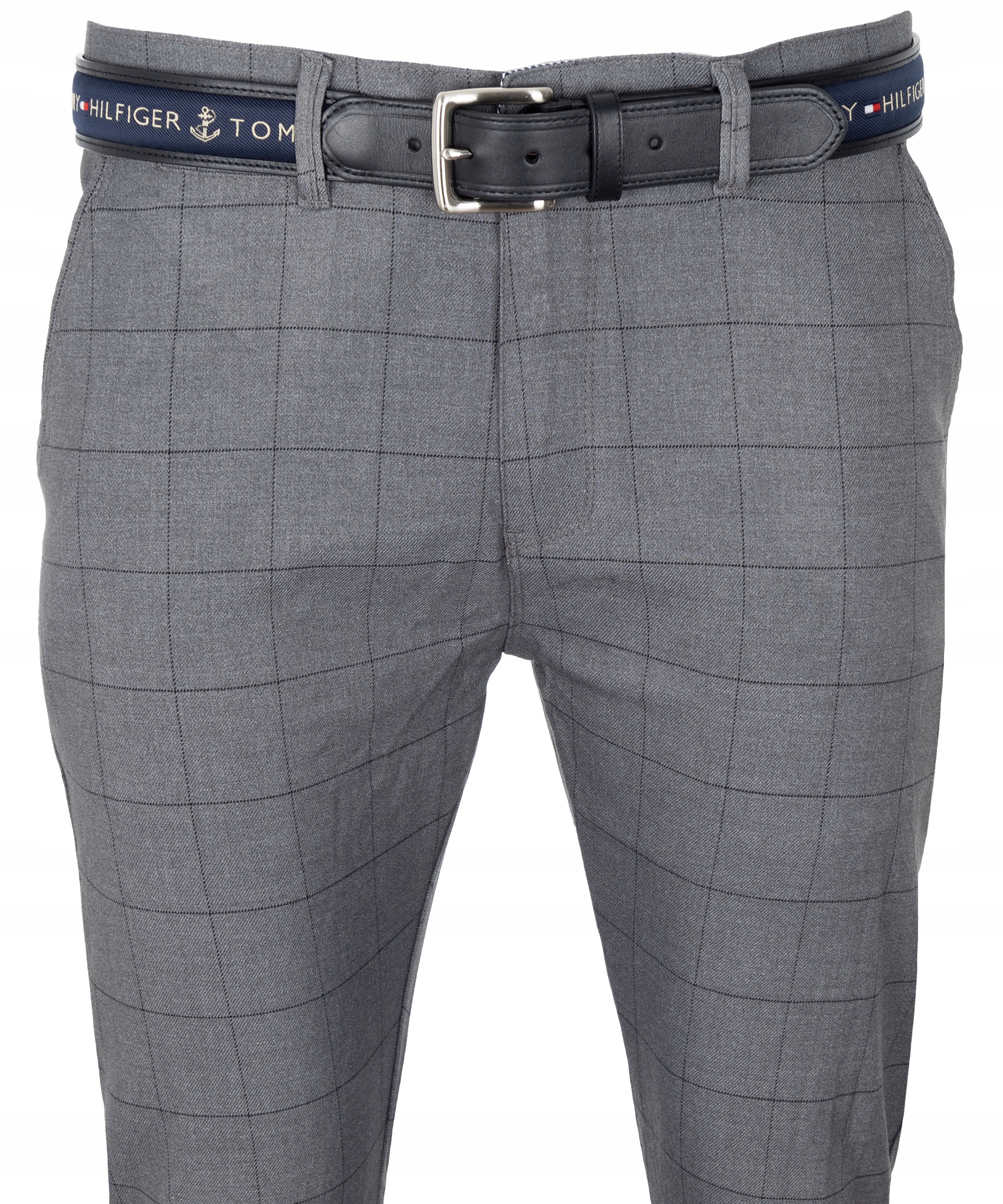 SPODNIE MATERIAŁOWE ANTRACYTOWE W KRATĘ W39 Kolor szary