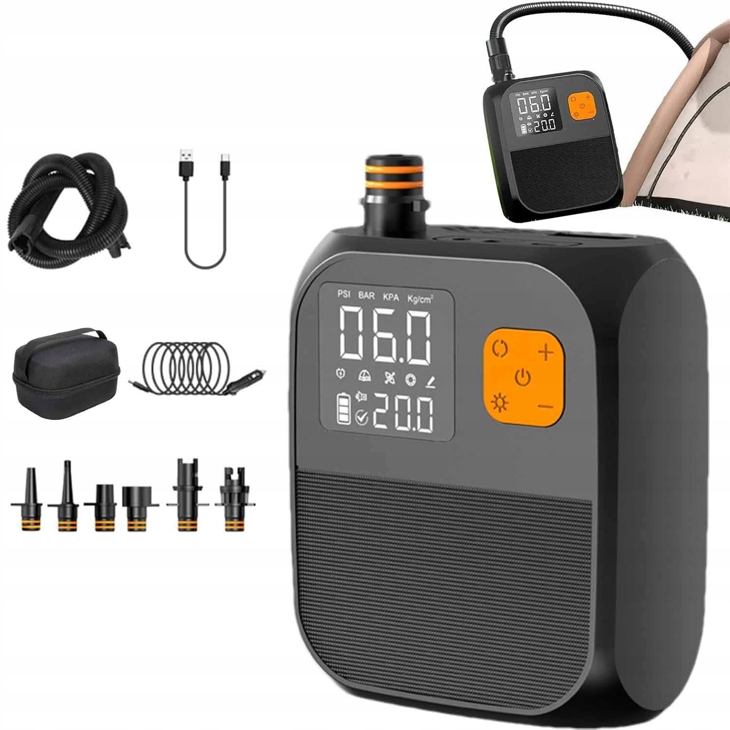 Pompka Elektryczna Do Kajaka Deski Sup Pontonu 25PSI 12V Z Aku 8000mAh