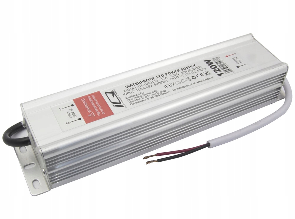 

Zasilacz Led 12V 120W 10A Hermetyczny IP67 Taśmy