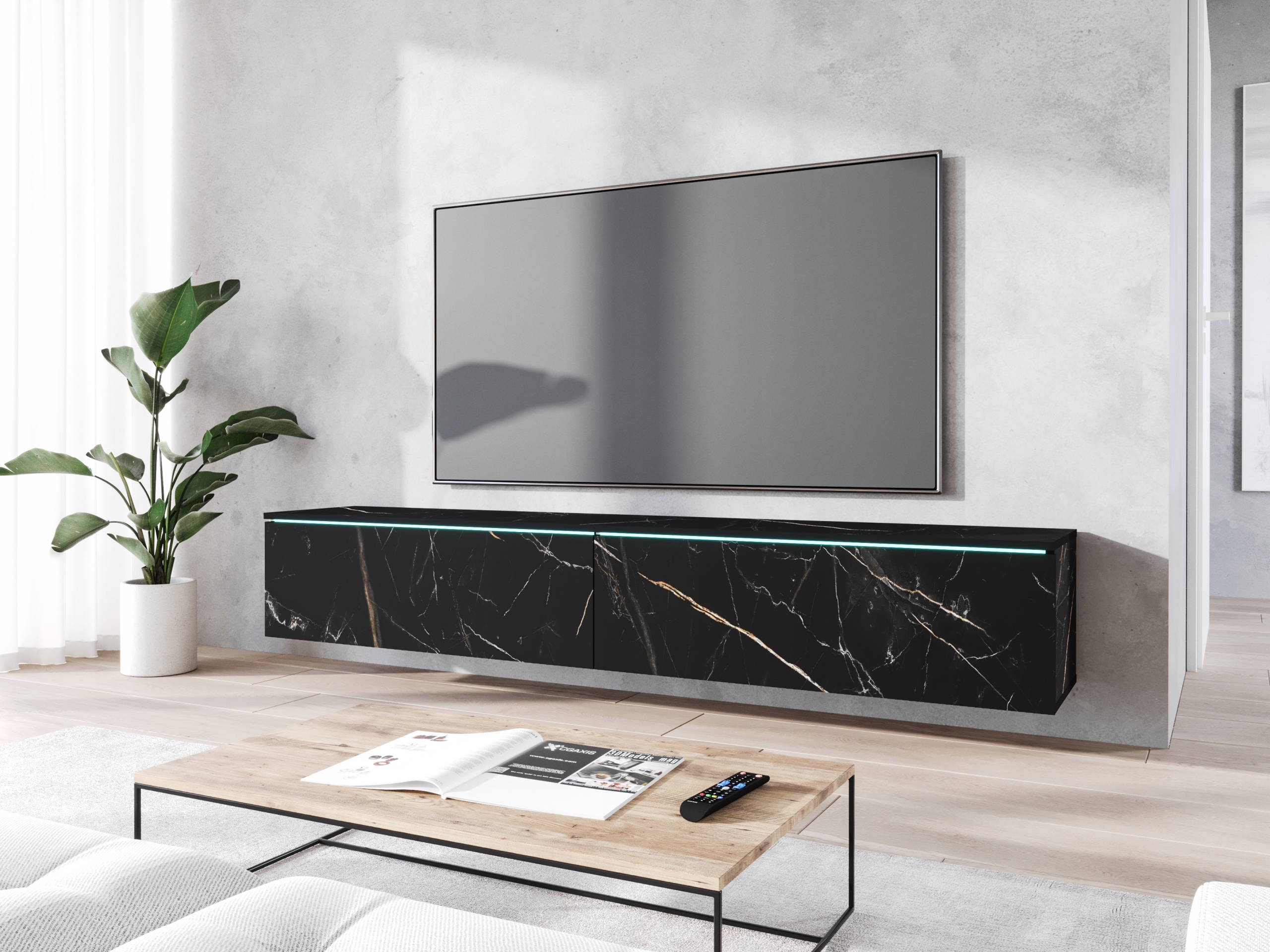 Szafka RTV Lowboard D 180cm DĄB ARTISAN Typ uniwersalna