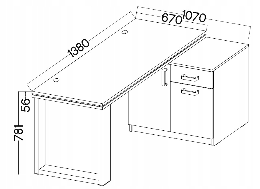 Biurko z komodą METZ 140 dąb artisan Kształt blatu narożny