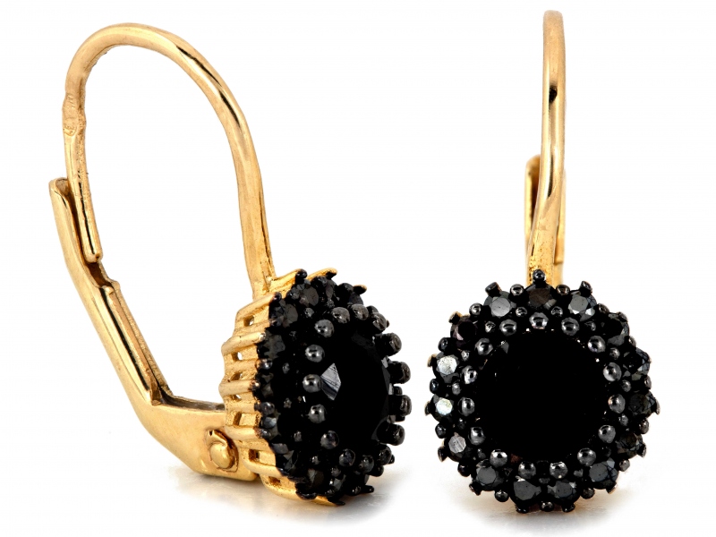Zlaté náušnice 585 14k anglické černé kameny, váha 2.73 g jako dárek
