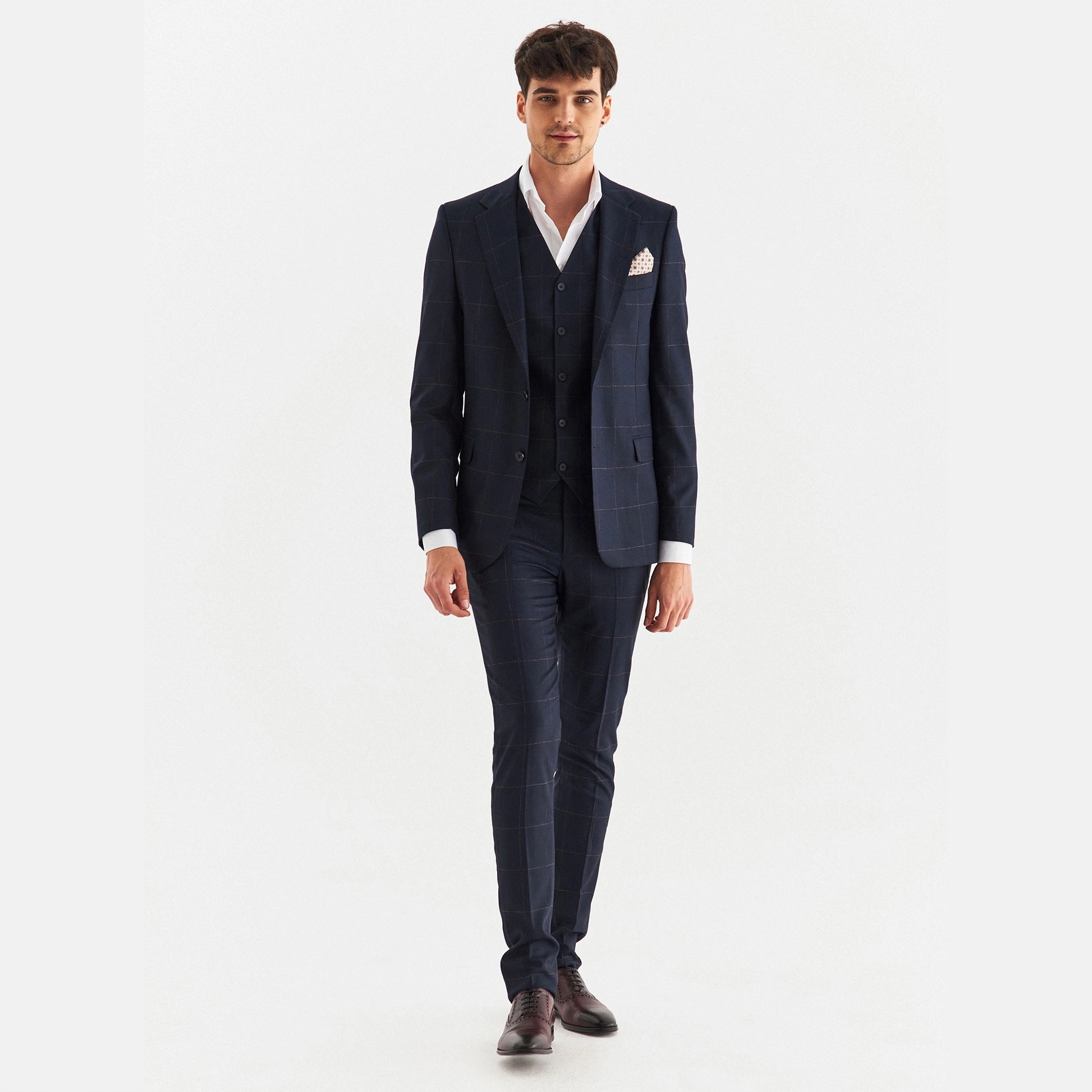 Tmavě modré oblekové kalhoty v střihu Slim Fit Pako Lorente 176/92