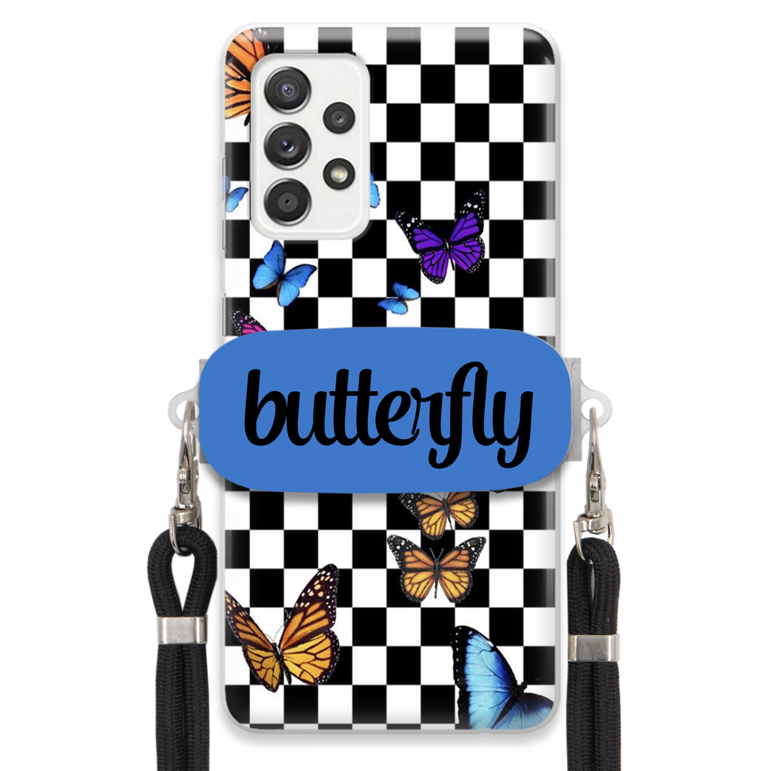 Puzdro Na Samsung A52 5G Puzdro S Obdĺžnikovým Držiakom, Vodítko, Butterfly, Motýle
