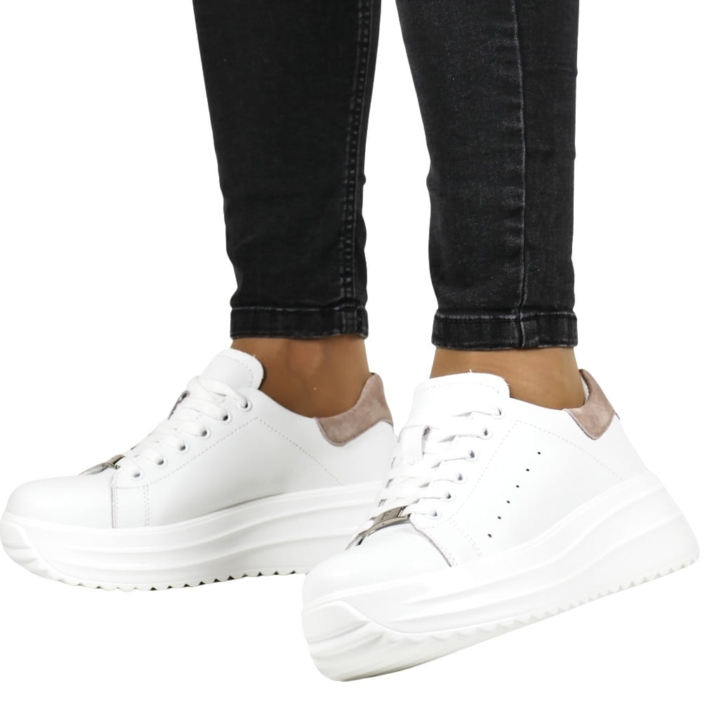 Dámské Kožené Tenisky Na Silné Podrážce S Platformou New 40