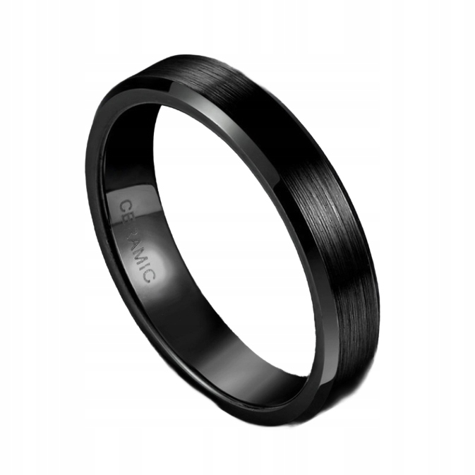 CZARNA GRAFITOWA CERAMICZNA OBRĄCZKA SYGNET PIERŚCIEŃ PIERŚCIONEK MAT R27