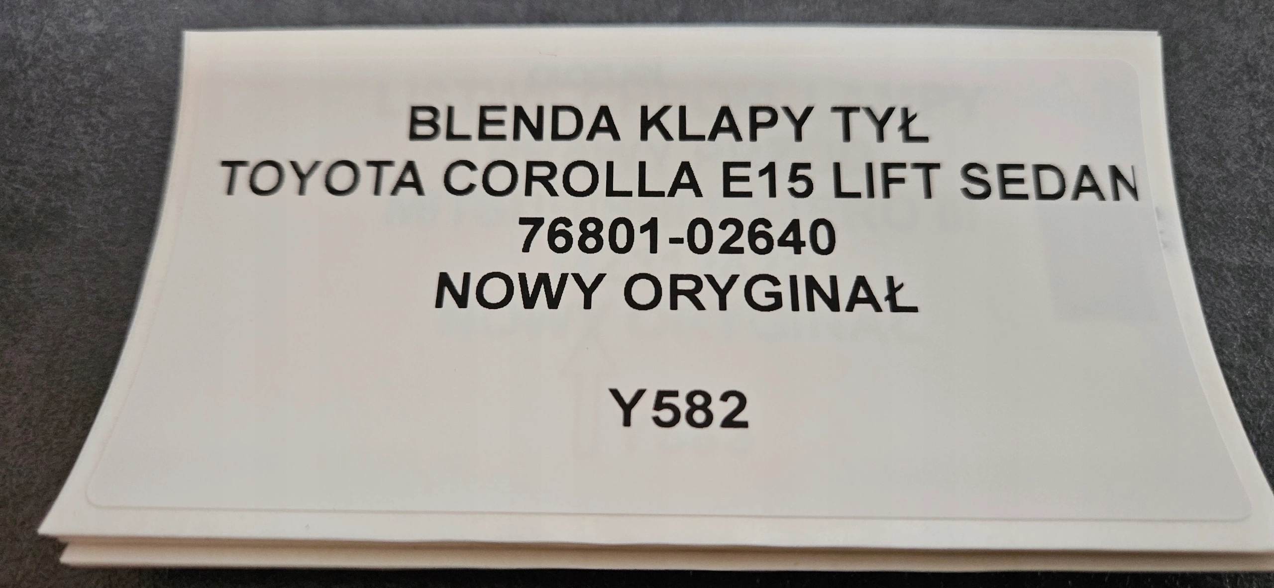 BLENDA KLAPY TYŁ TOYOTA COROLLA E15 LIFT SEDAN ORY Typ samochodu Samochody osobowe