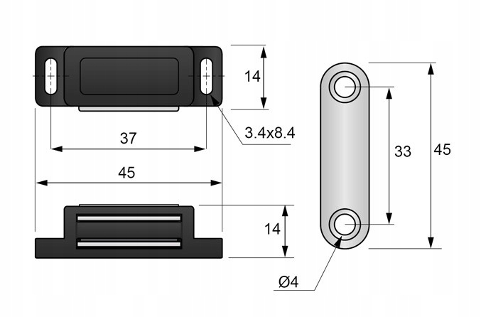 ZATRZASK ZAMEK MAGNETYCZNY MAGNES DO DRZWI SZAFEK Marka inna
