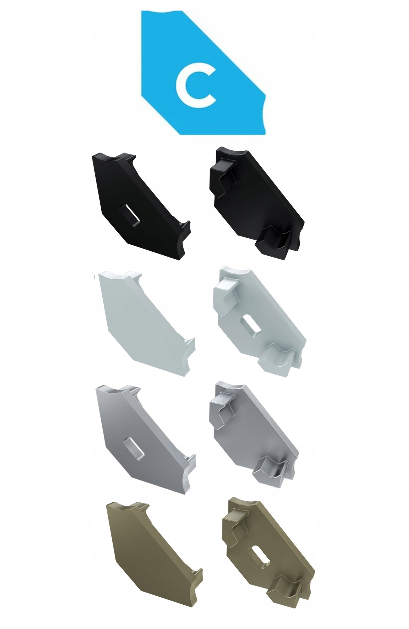 ZAŚLEPKA DO PROFILU TYPU C SZARA CZARNA BIAŁA INOX