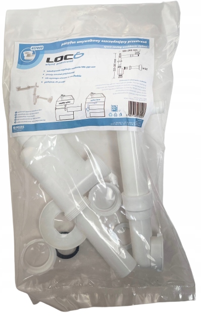 SYFON OSZCZĘDZAJĄCY MIEJSCE+KLIK-KLAK Z PRZELEWEM CHROM Kolor srebrny