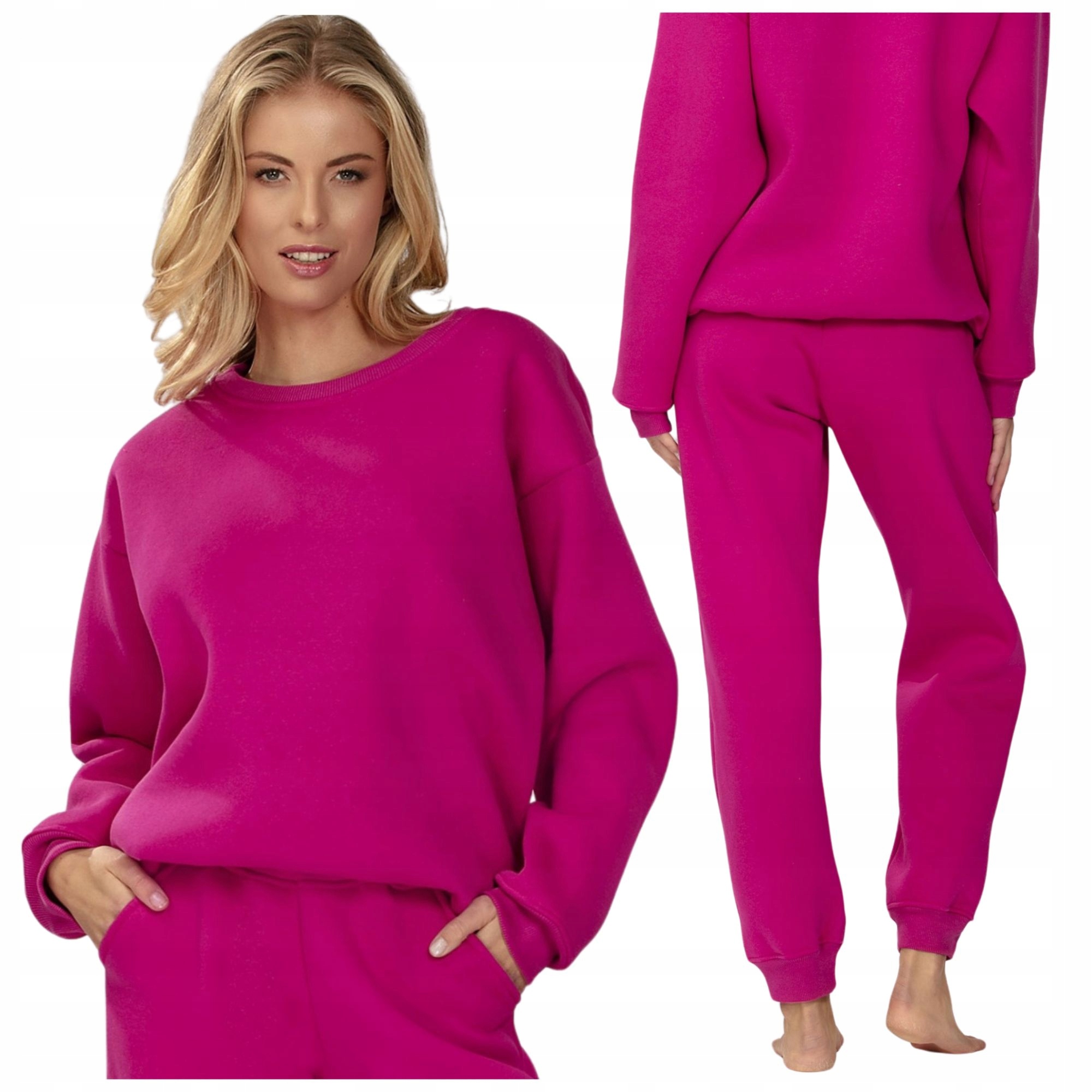 Teplákovka Dámský bavlněný teplý, měkký Polský komplet M Rehema Fuchsia