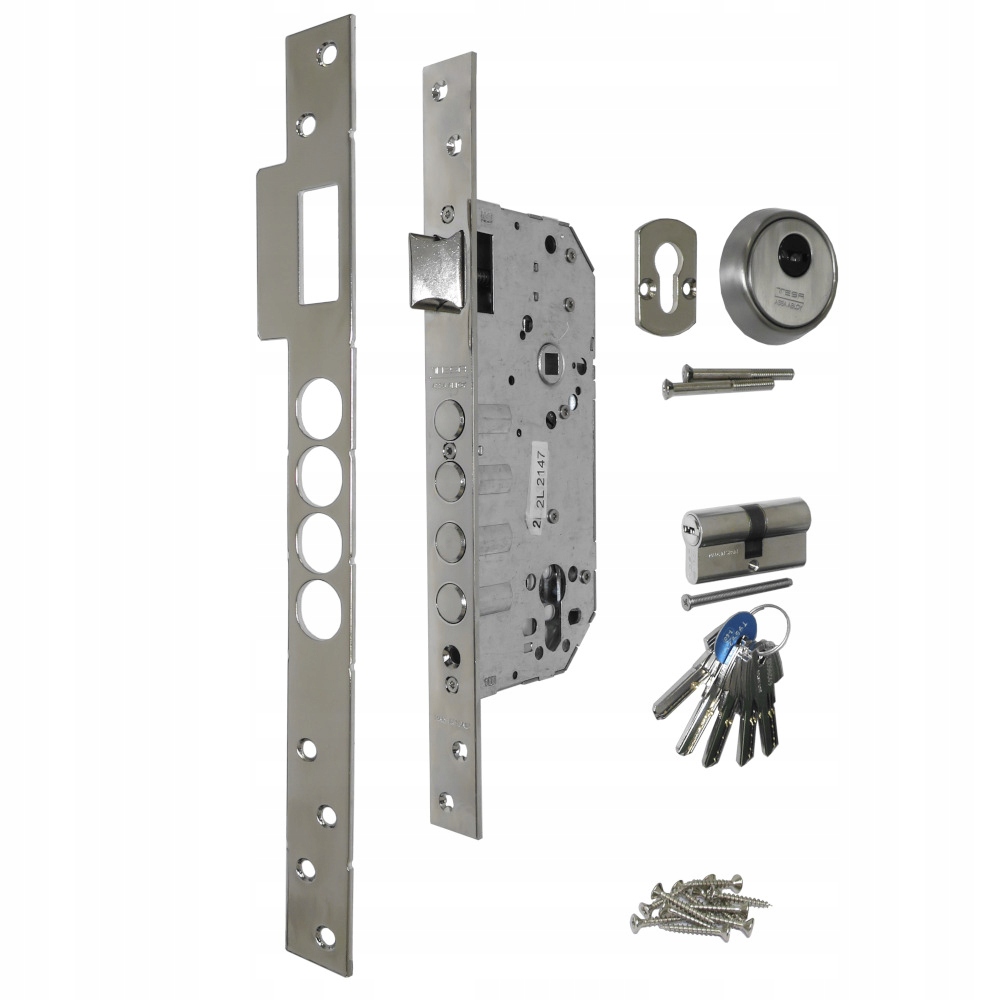 Zámek zapuštěný na vložku 4 čepový 85/50 mm rozeta Tesa