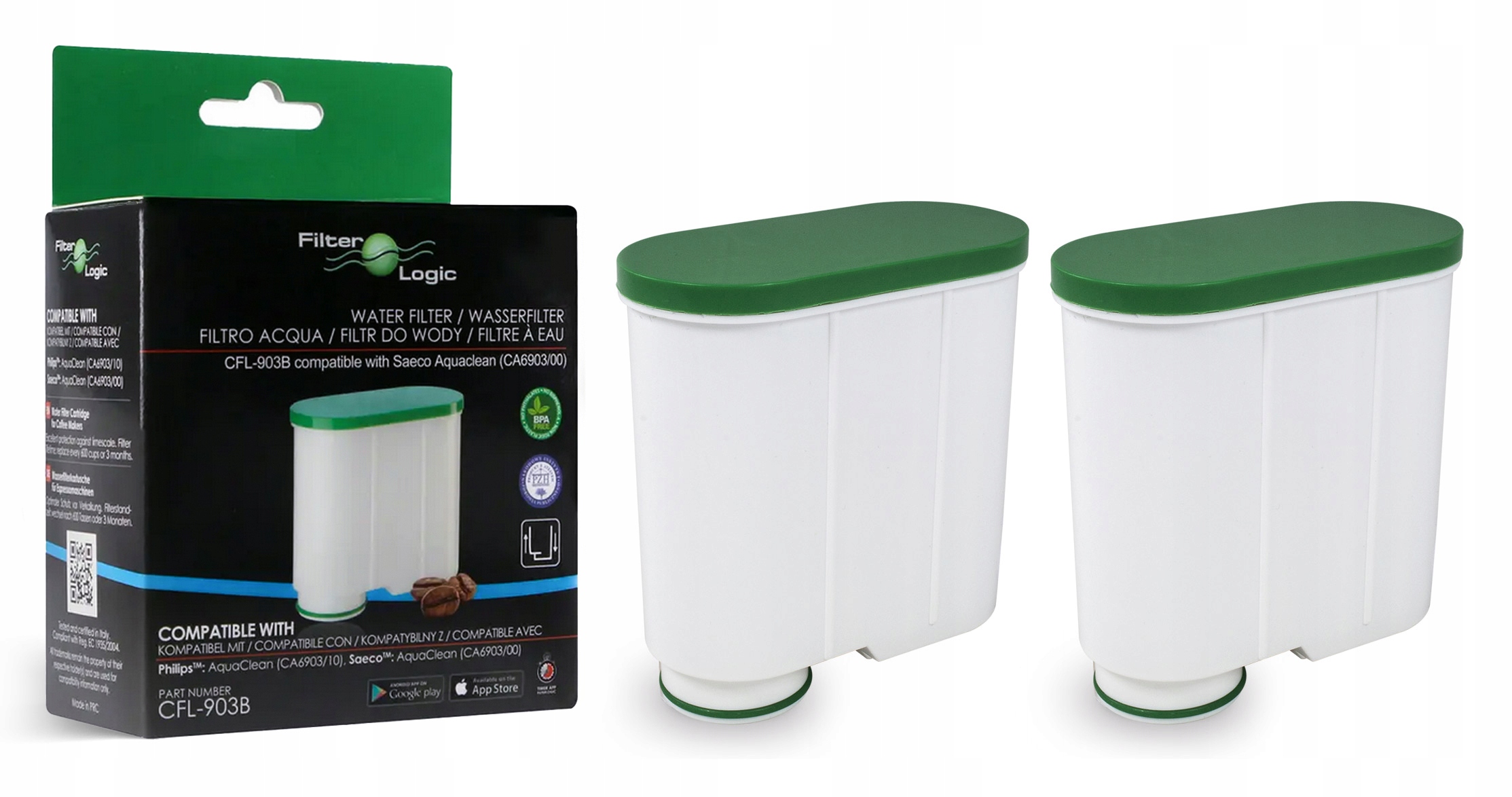 Filtr wody FilterLogic CFL-903B do ekspresu Saeco AquaClean CA6903 2 szt.