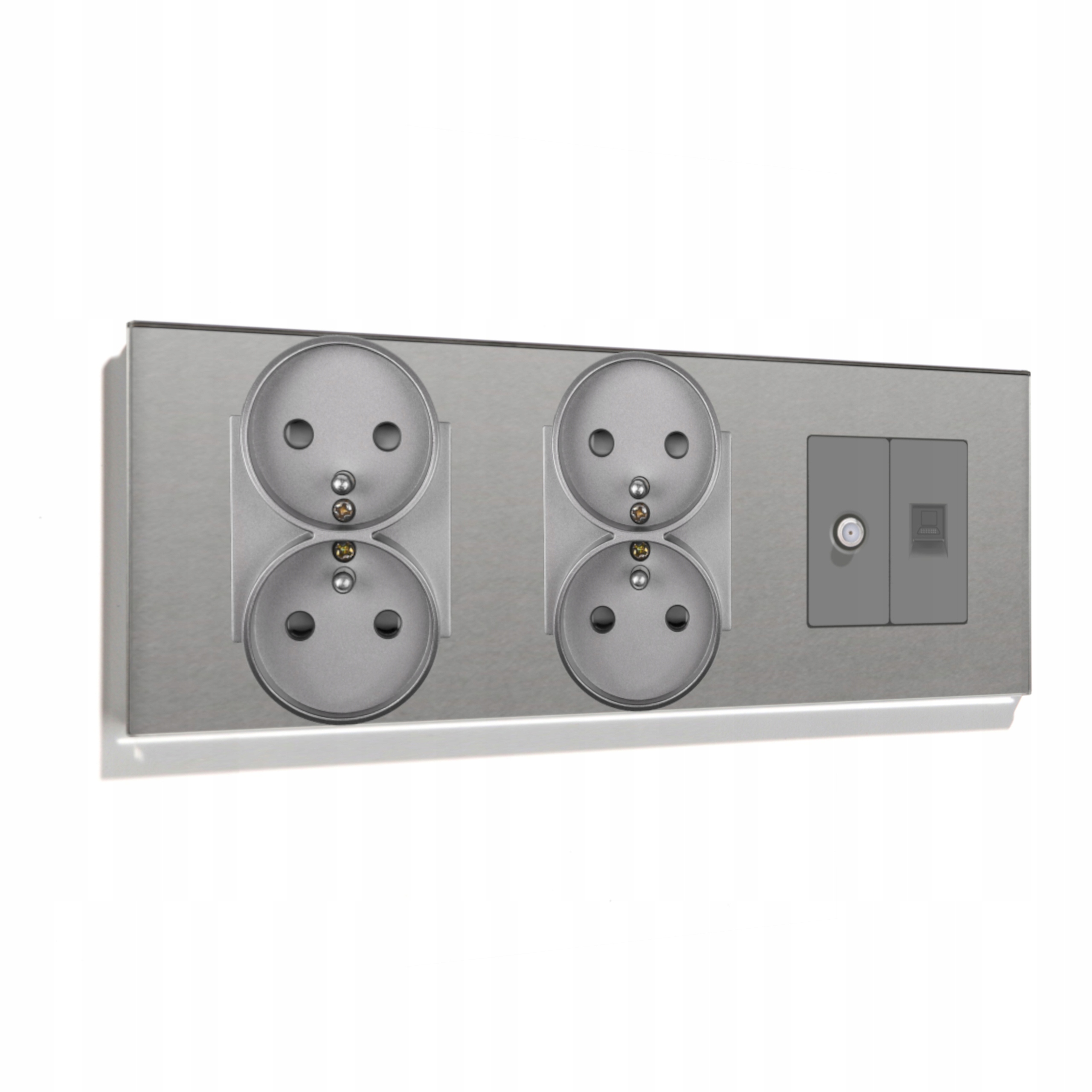 Elektrická Skleněná Zásuvka Trojitá 3F 229 mm Satelit Internet RJ45