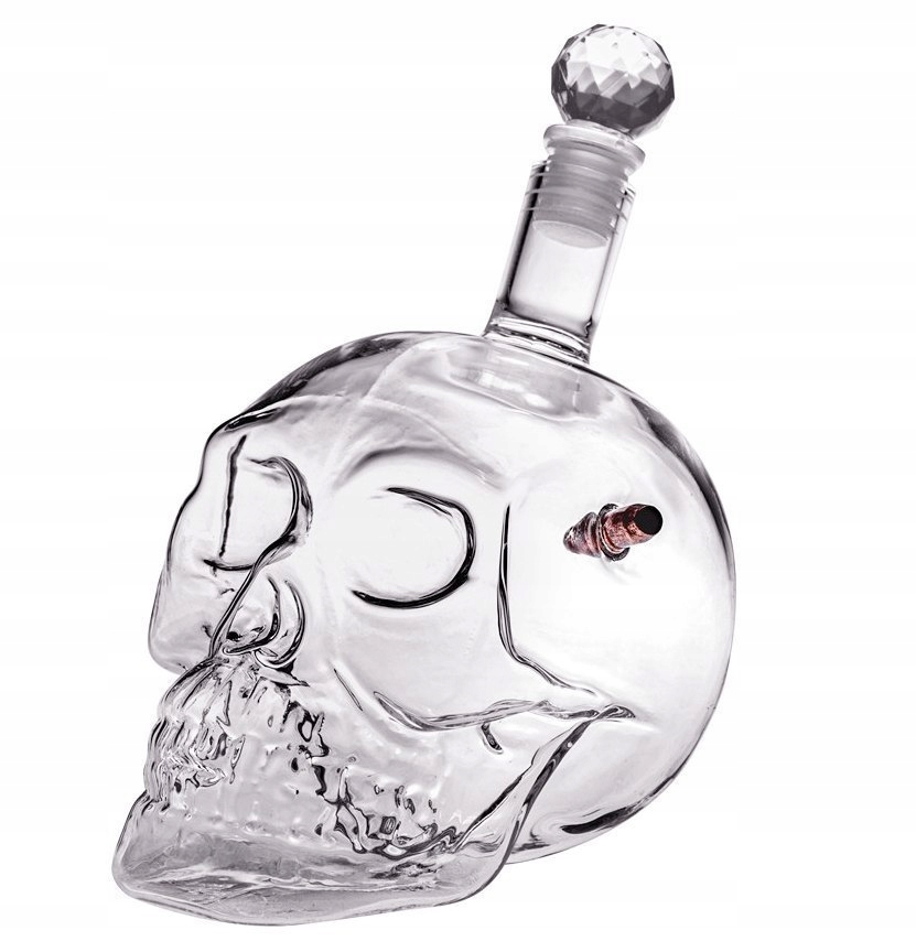 KULOODPORNA KARAFKA CZASZKA + 4 SZKLANKI CZASZKI Pojemność 0.7 l