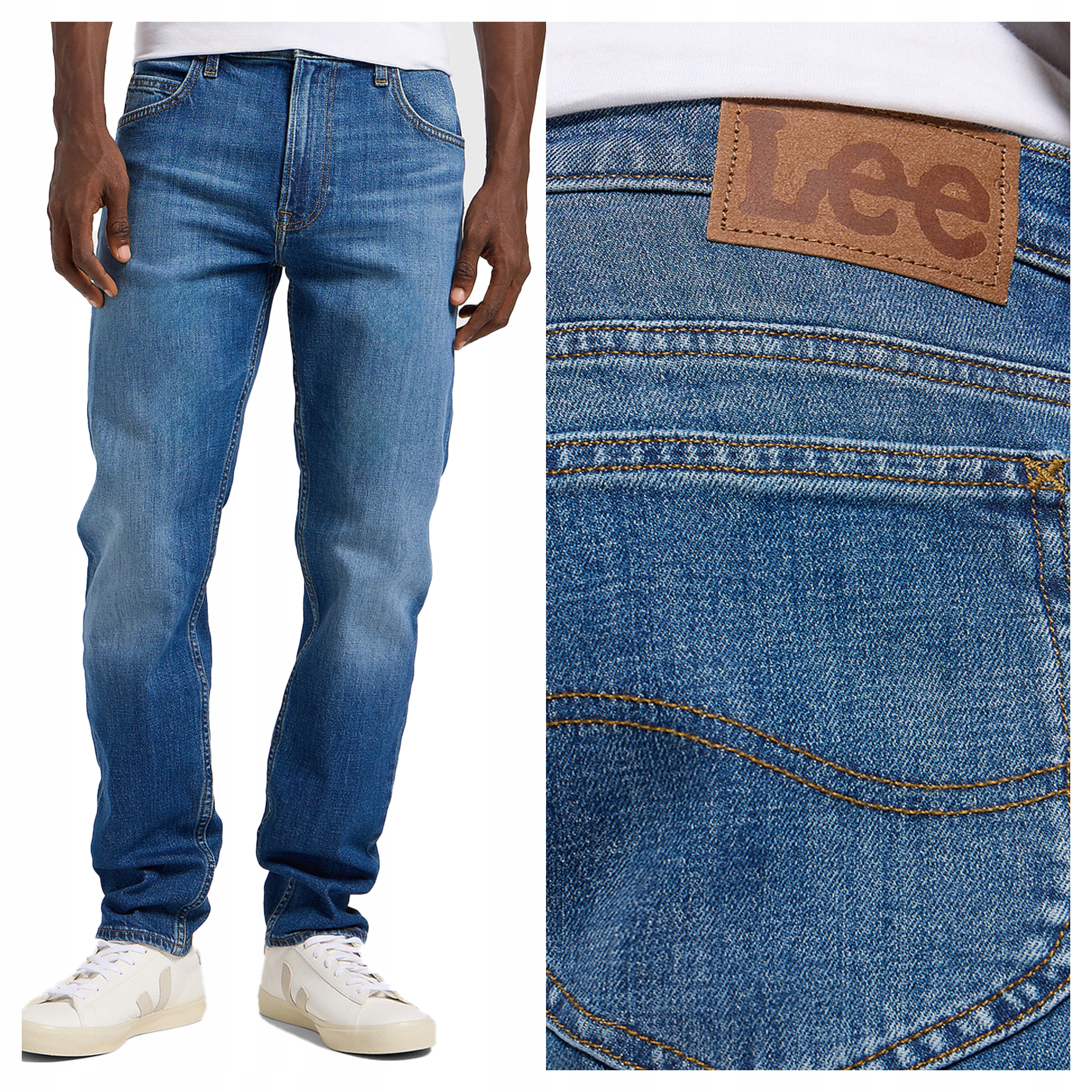 Pánské kalhoty Lee Rider Jeansové Regular Fit Klasické Modré W38 L32