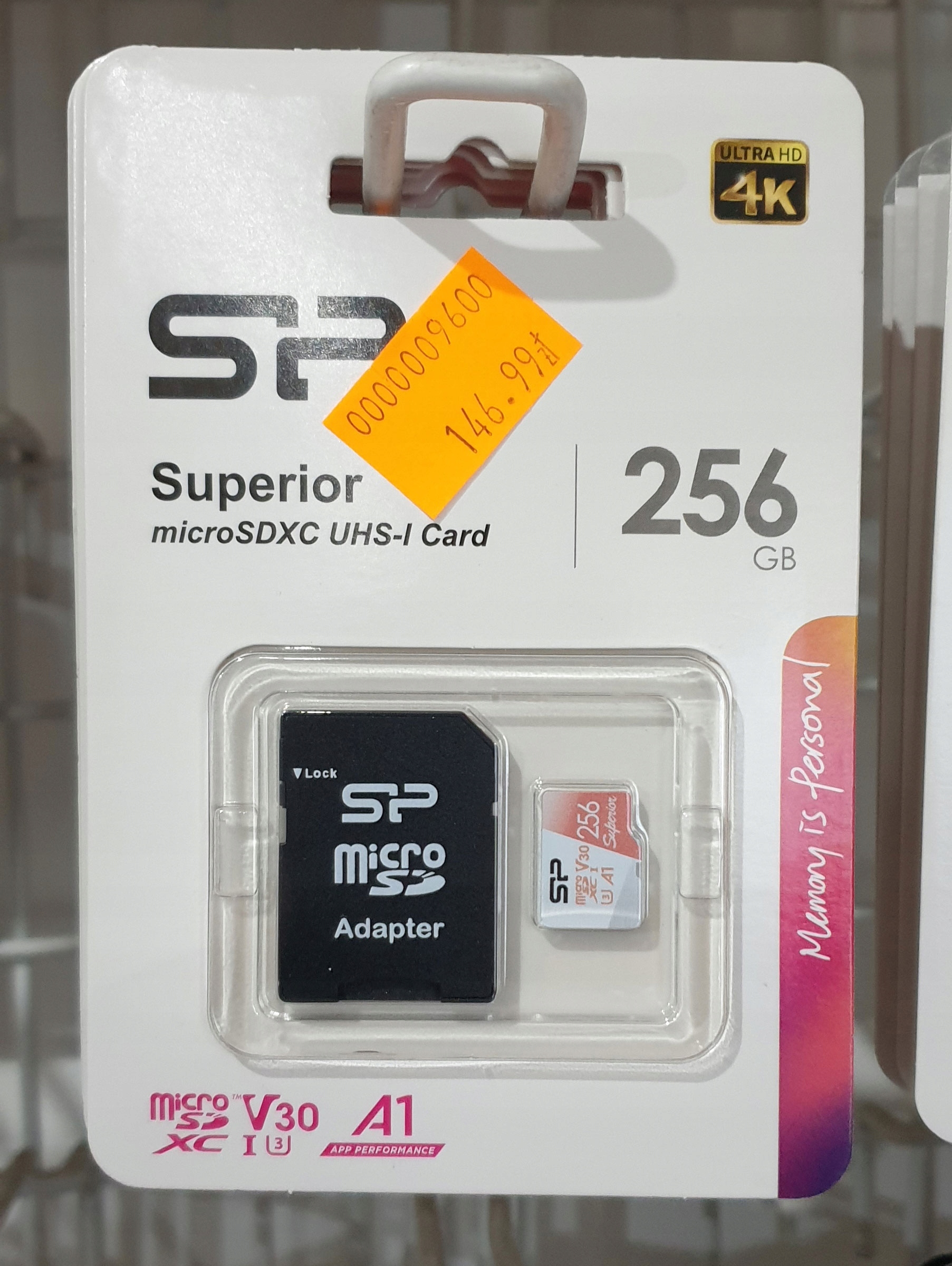 Karta microSD 256GB Silicon Power Superior microSDXC V30 U3 A1 Pojemność karty 256 GB
