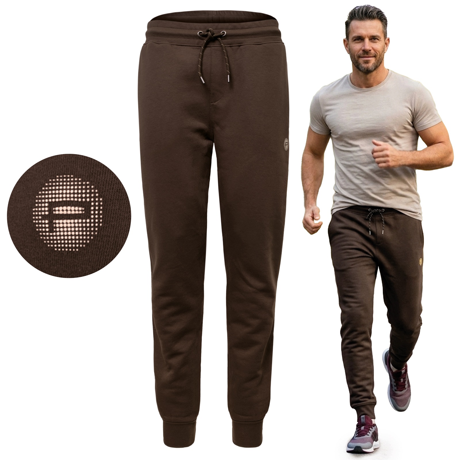 Pánské dlouhé sportovní tepláky Hnědé M Pako Jeans