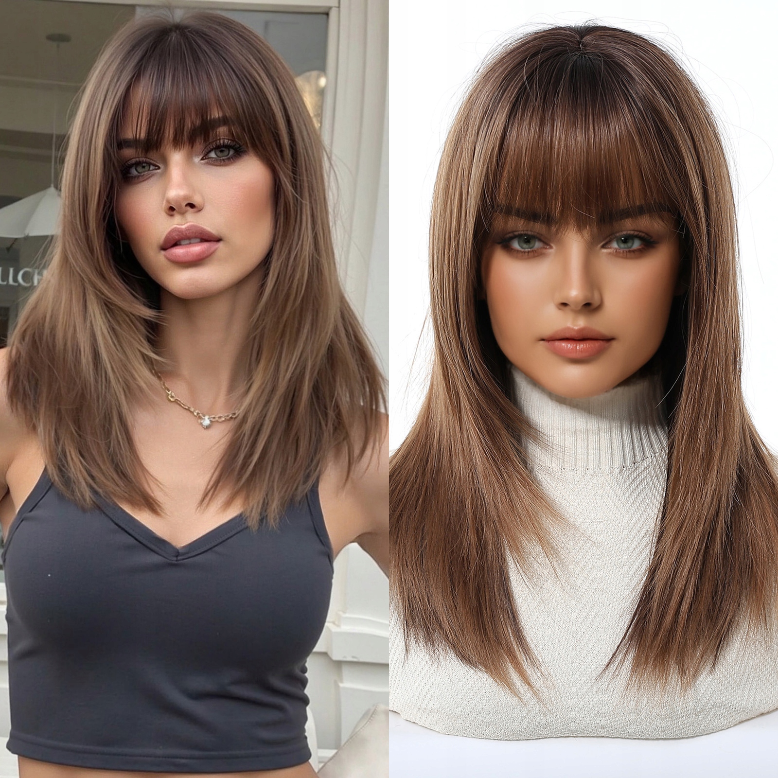 Dámská paruka Paruky Ombre Bronz Dlouhé kudrnaté vlasy Přírodní 45 cm