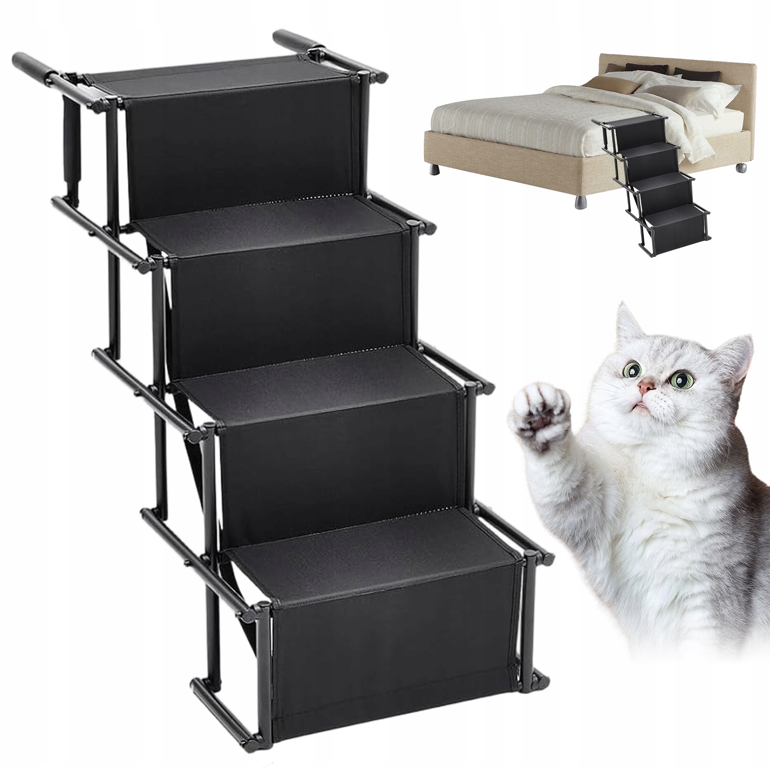 Odolný Žebřík Pro Psy Se 4 Schůdky Pro Velké Psy Do Suv, Nákladního Auta, Jeep Snadný Přístup