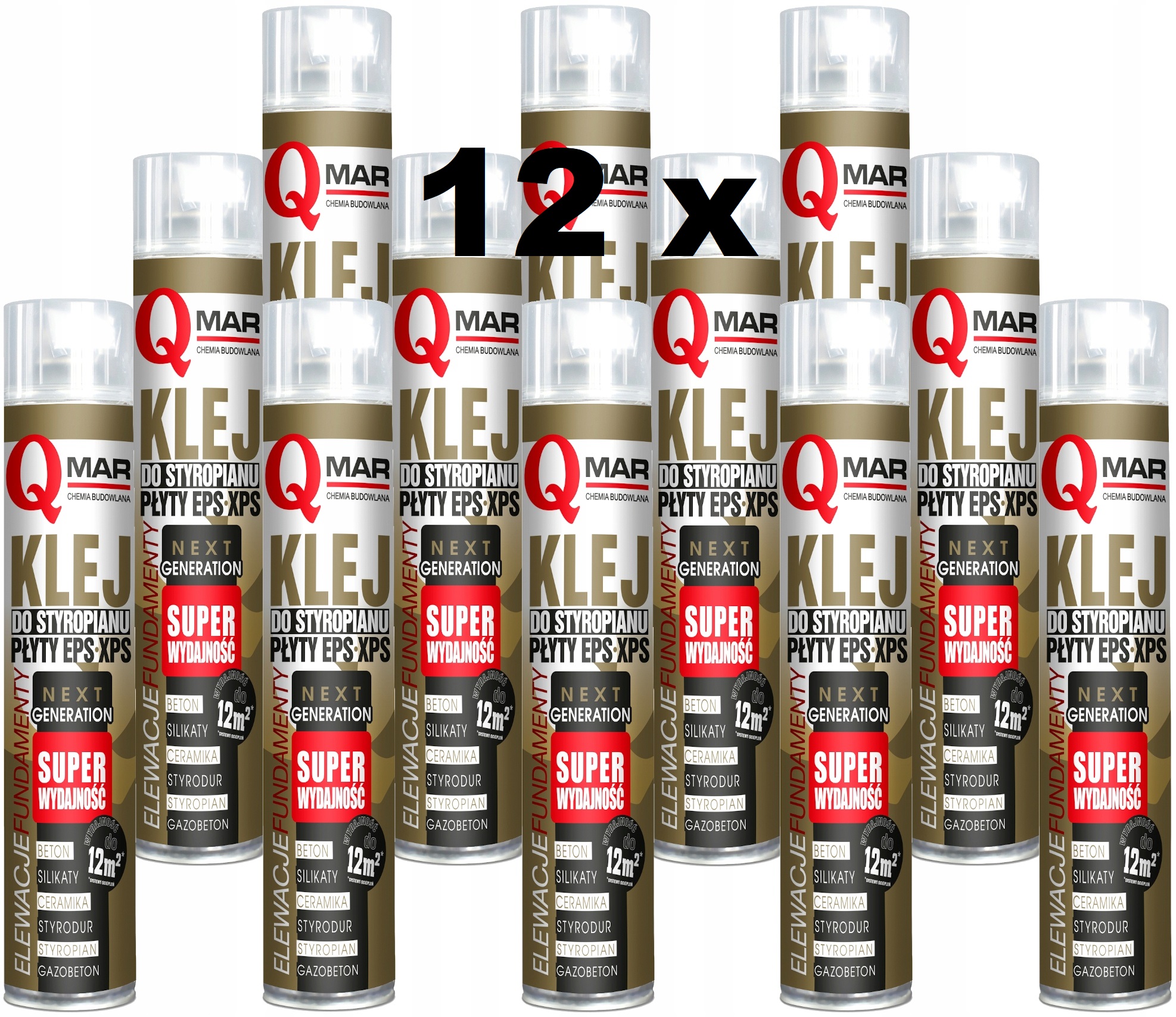 

12x Piano Klej piana pianka Do Styropian xps Qmar