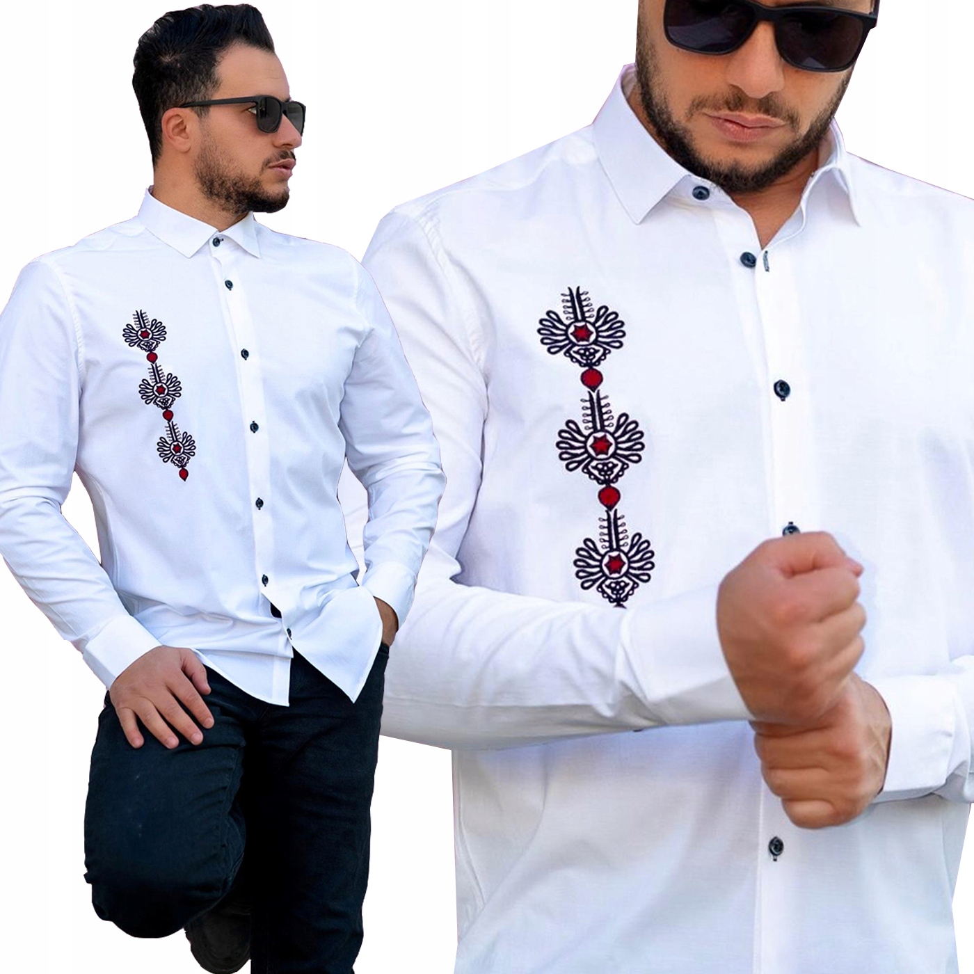 Pánská košile Casual Vyšívaná výšivka Parzenice Vyšívaná