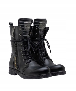 Replay Dámské Kotníkové Boty Černé S Koženým Zapínáním 35 Jjf