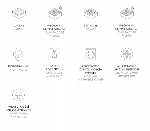 Materac lateksowy top nakładka 3 cm ROMEO 180x200 Marka Wernight